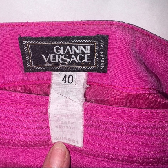 Versace Fuchsia Vintage Mini Skirt with Silver Grommets - Picture 4 of 11